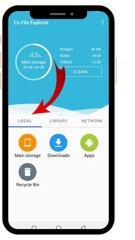 cx file explorer local tab