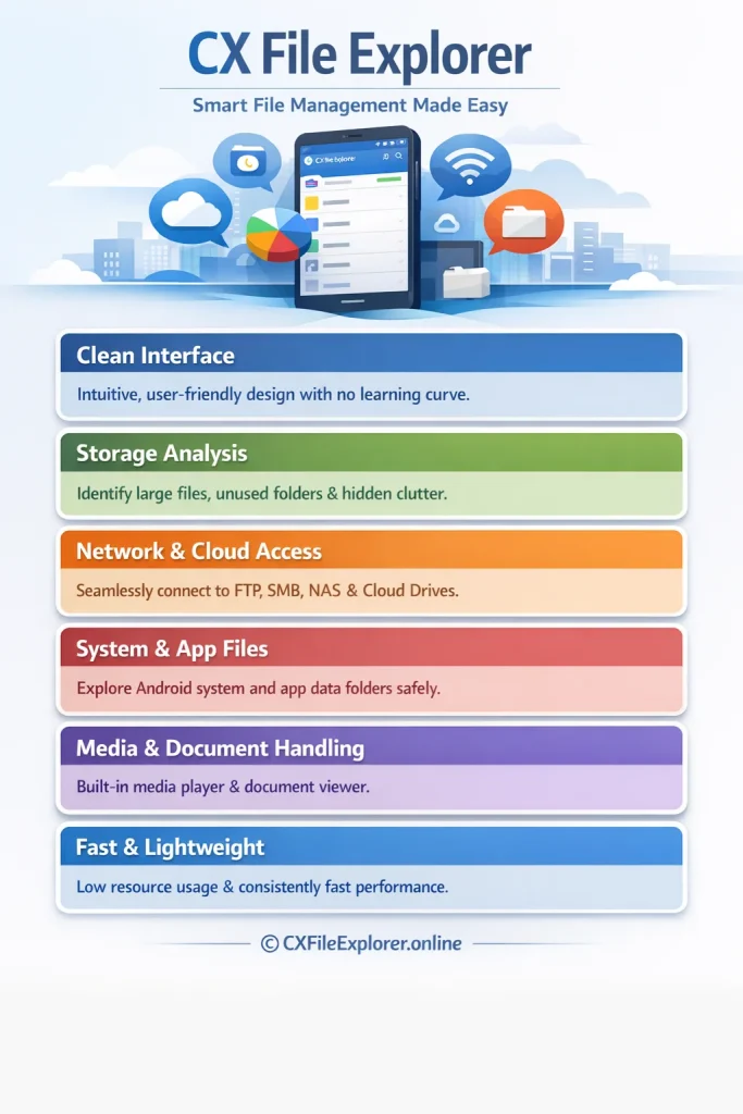 Main Features of CX File Explorer in 2026