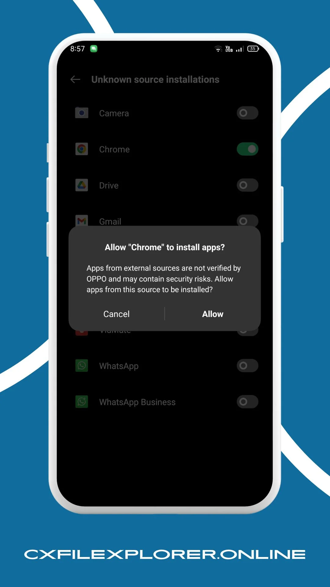 allow unknown sources