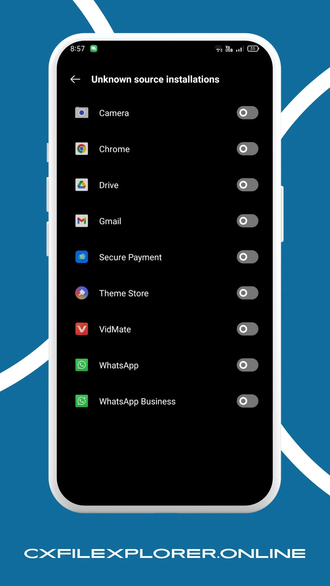allows chrome to install unknown sources